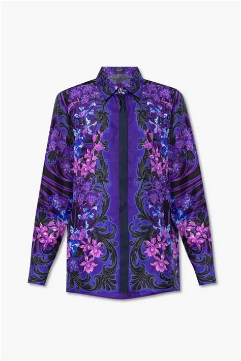 versace purple silk dress|Versace silk shirt women's.